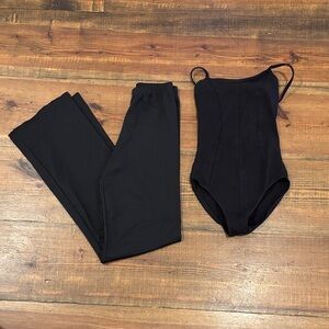 Mirella Black leotard and Jazz Pants Set